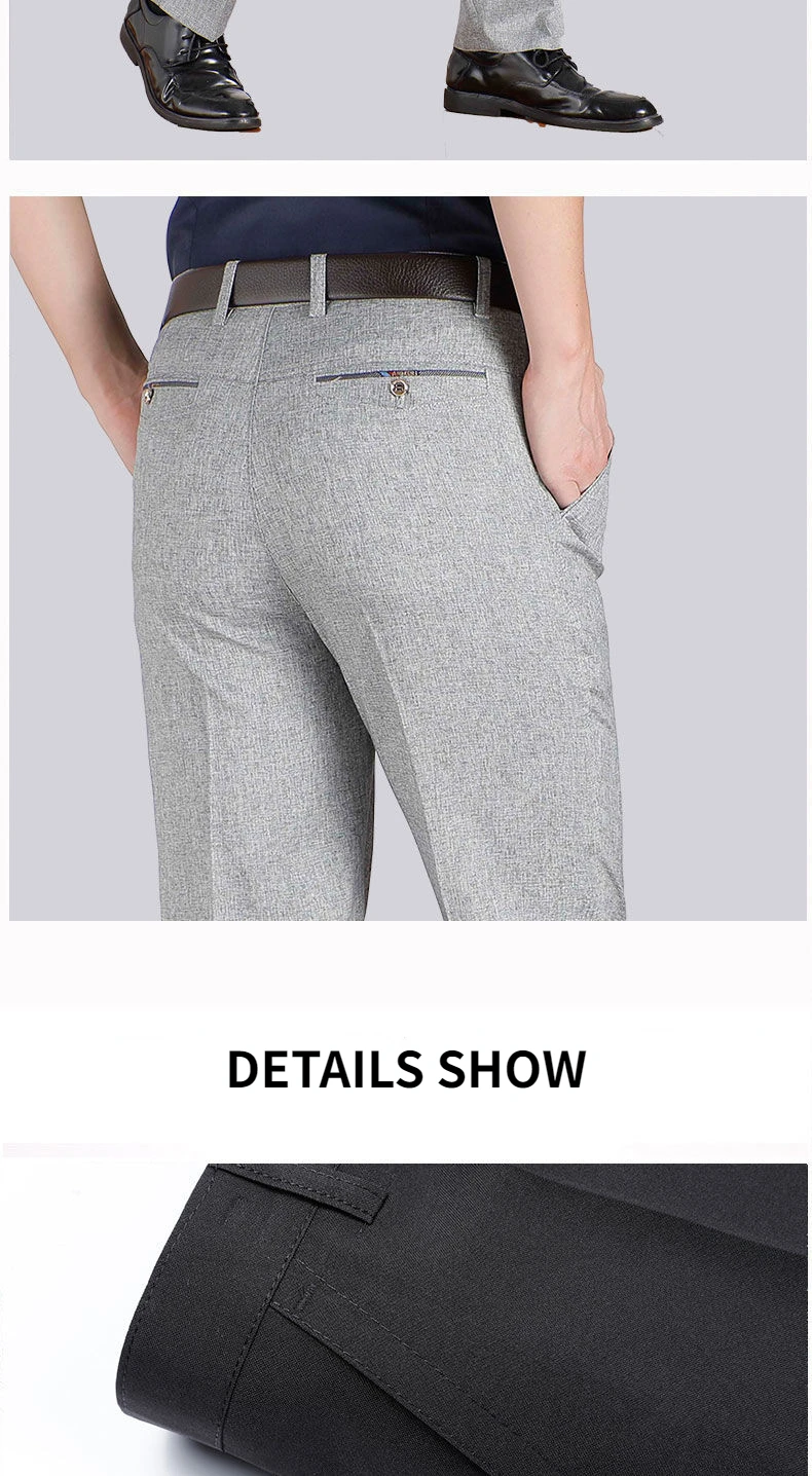 Plus Size Formelle Hosen für Herren, Business-Hose, Sommer, dünn, Herbst, dick, Schwarz, Marineblau, Grau, Stretch, lockerer Anzug, Büro-Hose, KOACUS – Detail 13