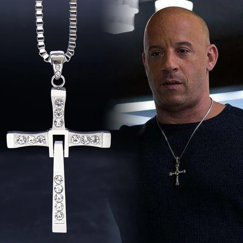 

Megin Fast and Furious 6 7 8 Hard Gas Actor Hip Hop Dominic Toretto Cross Pendant Chain Necklace for Men Friend Gift Jewelry Got