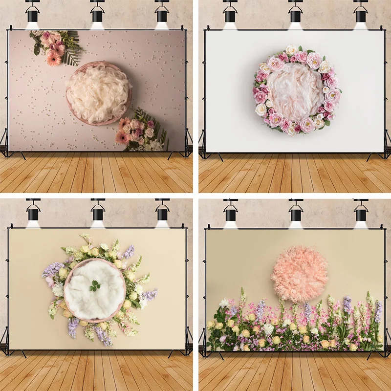 

SHUOZHIKE Neonatal Portrait Photography Background Flowers Birthday Art Background Baby Photo Gallery Props BG-06