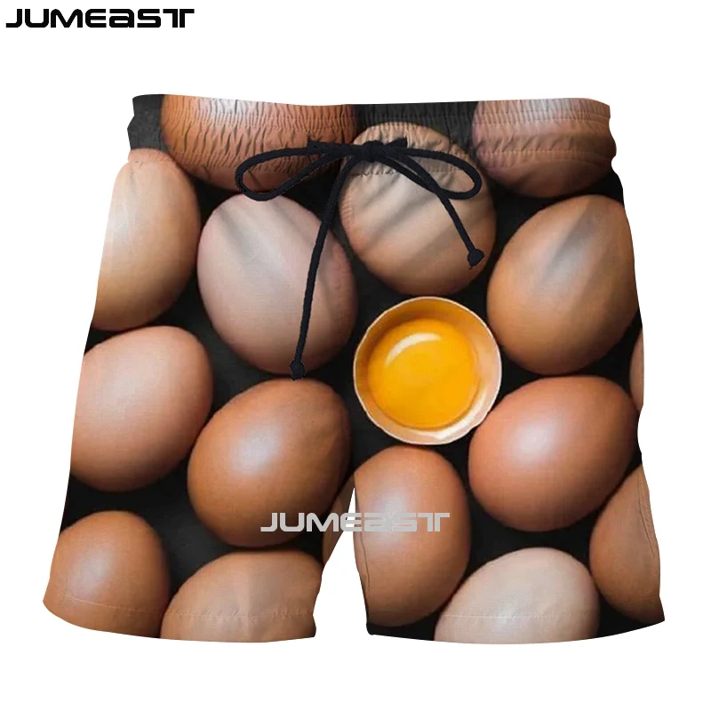 Jumeast Y2k Men Women 3D Printed Lots Of Eggs Shorts Trunks Quick Dry Beach Casual Sweatpants Short Pants