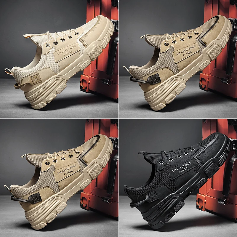 

New Arrival Men Casual Work Leather+mesh Fashion Outdoor Martin Boots Shoes Size 39-44