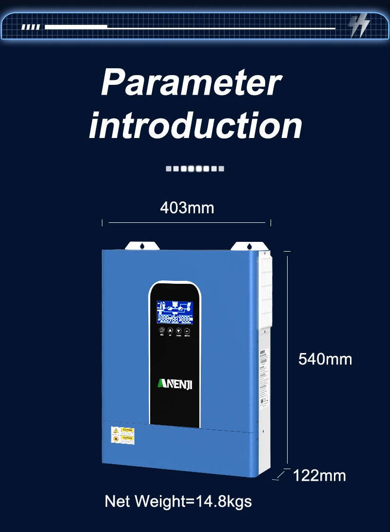 11KW 48V MPPT Hybrid Solar Inverter 2 MPPT Dual PV Input 230VAC On/Off Grid Sola