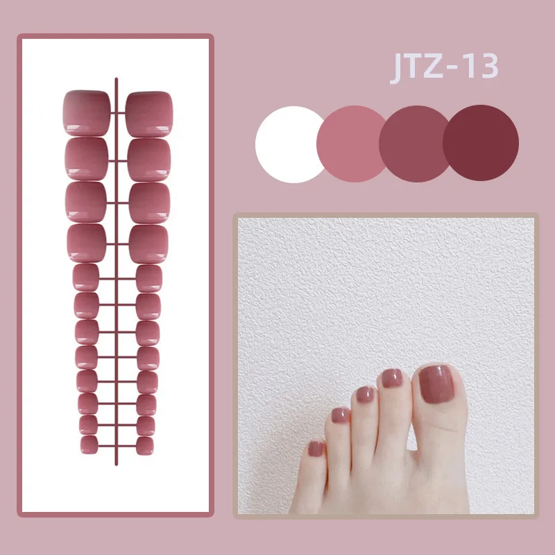Colorful and trendy press-on acrylic toenails displayed, perfect for easy and quick stylish toe makeovers without glue.