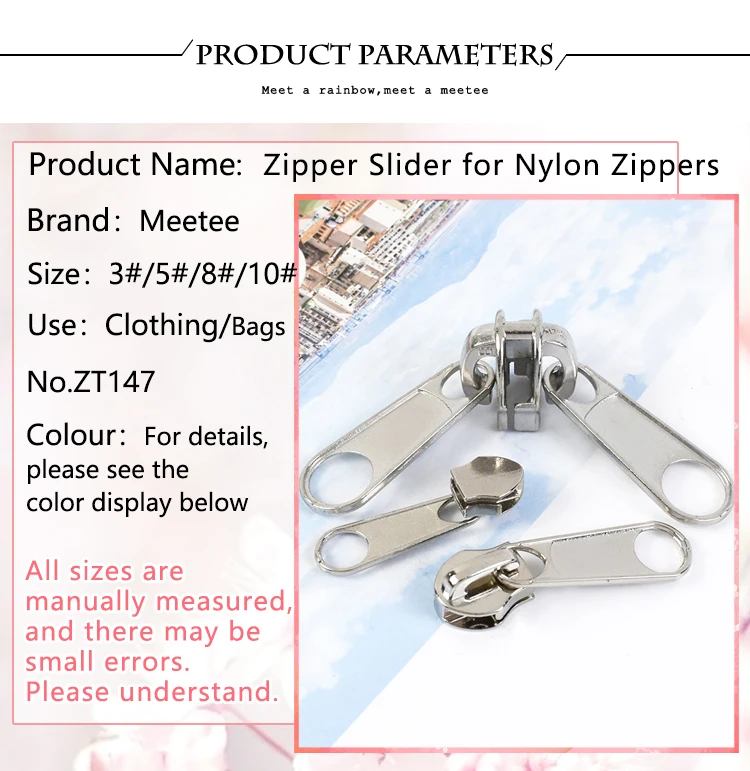 10/20Pcs 3# 5# 8# 10# Zipper Slider for Nylon Zippers Single