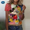 Disney Mickey Mouse Print Summer T Shirt for Women Oversize T-shirt Round Neck Clothes Pulovers Top Graphic T Shirts Casual 2