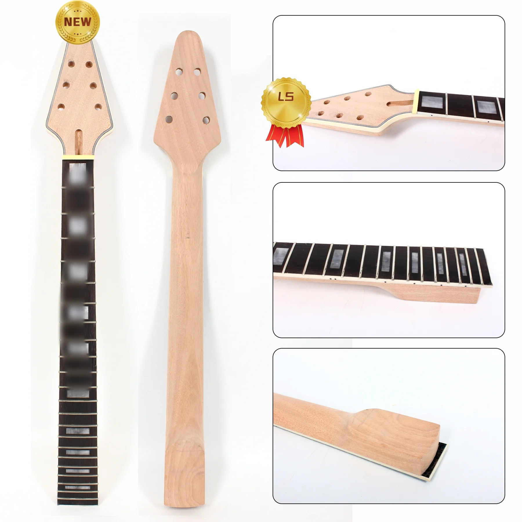 メイプルギターネック 25.5 インチ 22 フレットローズウッド指板バナナ