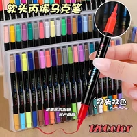 48Color Professional Art Use ual-Tip Acrylic Pens Markers,Dual-Tip Fine and Brush Tip Pens,Suitable for Stone, Wood, Calligraphy 2