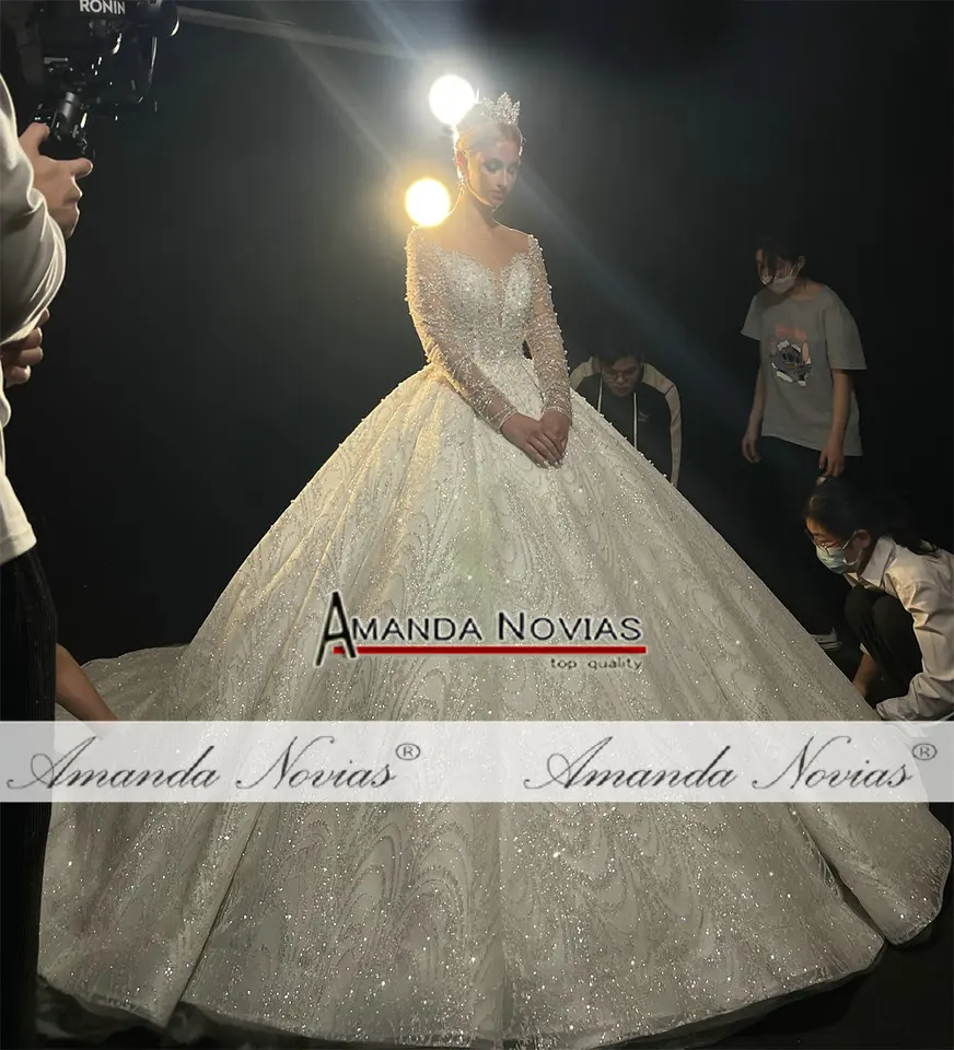 カスタムの美しいウェディングドレス,実際のサンプル,新しい,ns4315