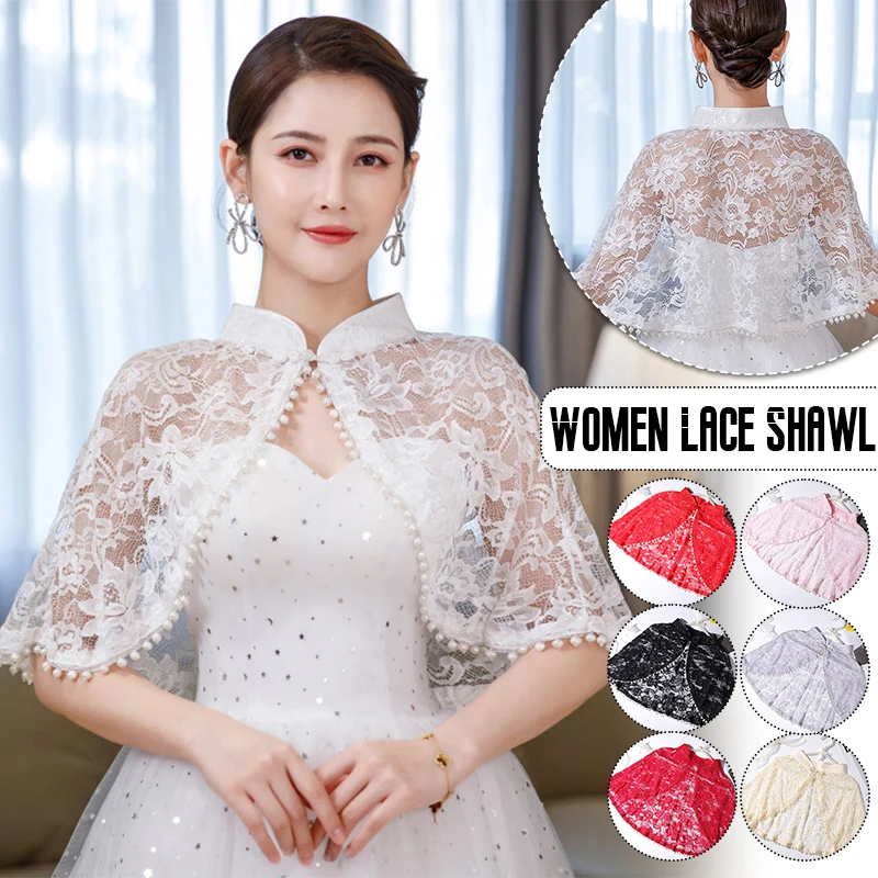 

Women Delicate Lace Shawl Wraps Shrug Wedding Dress Cape Bolero Female Spring Summer Cardigan Capes Photo Props Accessories