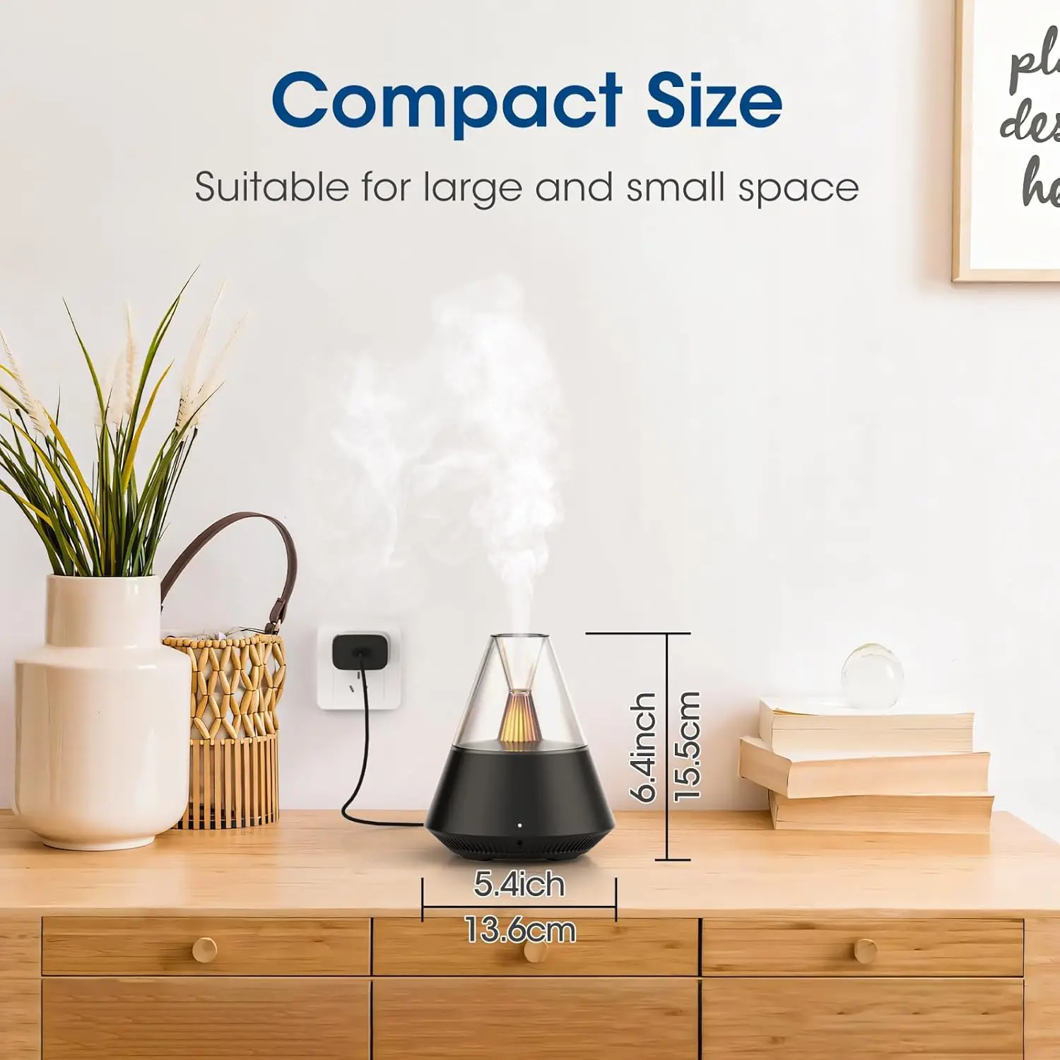 Modern Aromatherapy Essential Oil Diffuser with Candle Flicker Light and Remote Control