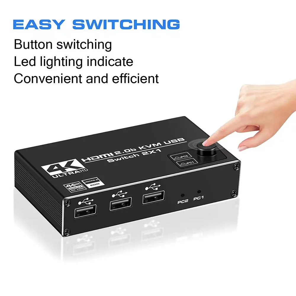 HDMI 2.1 KVM ġ 4K 120Hz USB KVM ġ ڽ, HDMI 2.1 4K 60Hz 8K 60Hz ó й 2x1 ñ  Ʈ 2  1 ƿ HDR