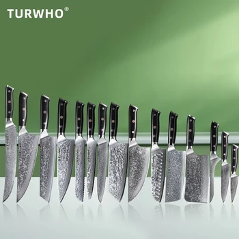 TURWHO Professional Kitchen Knives Damascus Steel Japanese Chef Knife Slicing Sashimi Utility Fruit Cooking Kitchen Utensils