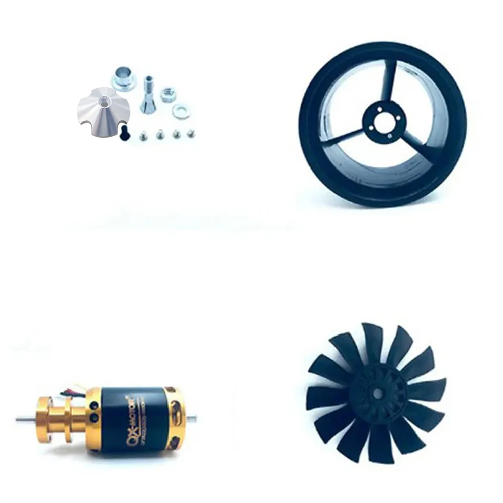 Фото Аксессуары для радиоуправляемых дронов QX-MOTOR DIY, детали 64 мм EDF 6S, бесщеточный двигатель, композитный корпус, 12 лопастей, воздуховод, вентилятор №1