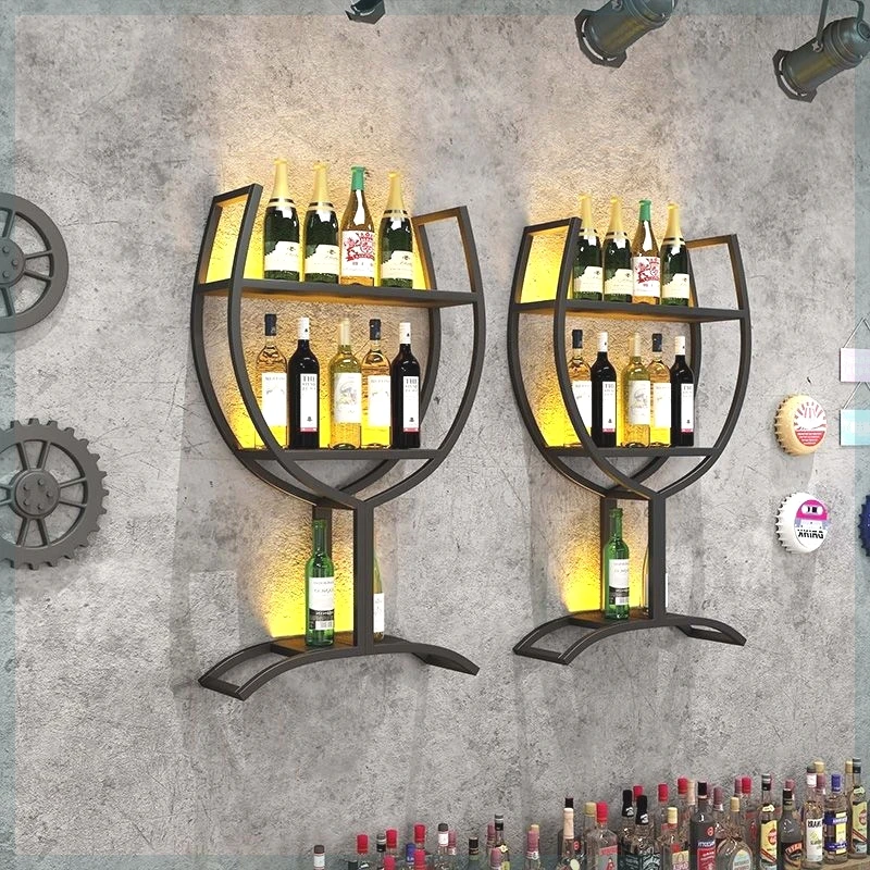 

Wall Mounted Industrial Wine Cabinets Restaurant Traditional Cellar Unique Bar Cabinet Holder Bottle Botellero Vino Furniture
