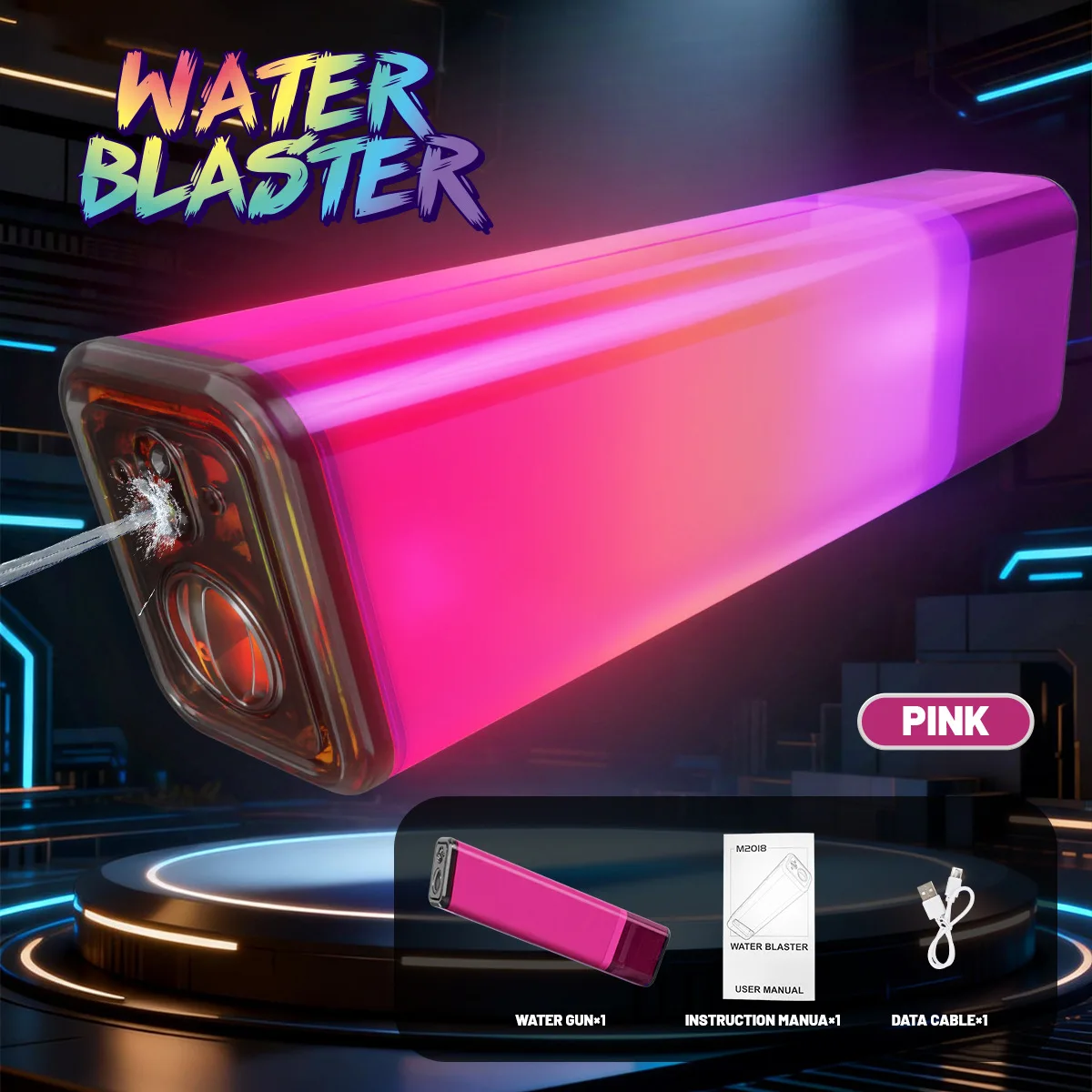 자동 물총 장난감, 화려한 조명이 있는 전신 물총, 전동 물총 블래스터 스프레이, 어린이 남자아이들을 위한 야외 장난감