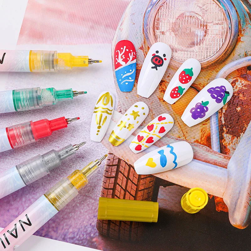 12 Colors Art Graffiti Pen Set DIY Nail Enhancement Pen Acrylic