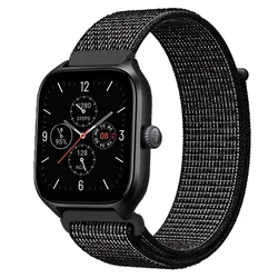 Versatile Nylon Loop Strap - 20mm/22mm Adjustable Smartwatch Band for 22mm (Reflective black)
