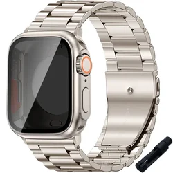 Sleek Stainless Steel Watch Band with Protective Ultra Bumper Cover - Series 456 SE 44MM (Star - Titanium Case1)