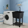 Utility Sink Laundry Tub for Washing Room, 23.6"×23.6"×36.2" Freestanding Utility Sink with Stainless Steel Faucet, Black 5