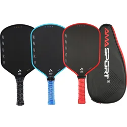 AMASPORT USAPA Approvel Pickleball Paddle with Cover Bag Broader Head Shape Textured Carbon Fiber Unibody Thermoformed Rackets