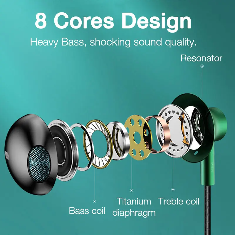 EARDECO 유선 인이어 헤드폰 헤드셋, 유선 이어폰, 마이크 포함, 베이스 스테레오 이어버드, 휴대폰용 스포츠 헤드폰, 3.5mm
