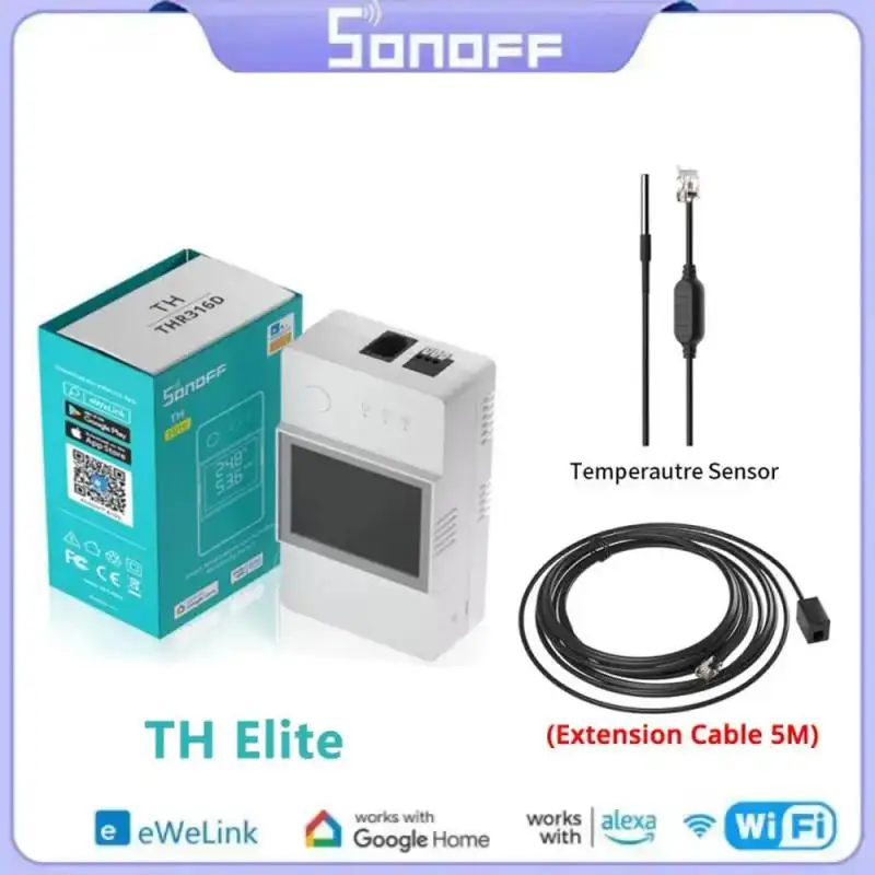 SONOFF TH Elite 16A/20A WiFi Smart Switch LCD Display Temperature And Humidity Monitoring Switch Smart Home Automation Module