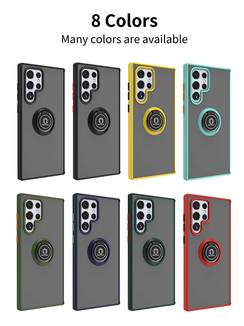 KEYSION mat etui til Samsung S22 Ultra 5G S22+ S20 Plus S10 S9 Transparent ringstander Stødsikkert telefoncover til Galax_voghion.com