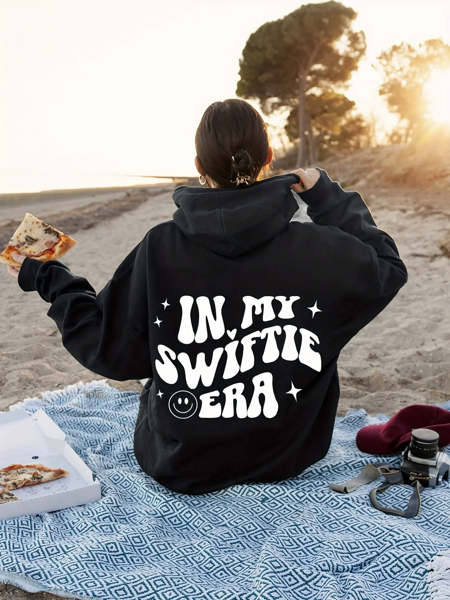 IN MY SWIFTIE ERA Letter Print Drawstring Hoodie Drop Shoulder Long Sleeve Hoodie Women's Clothes 2