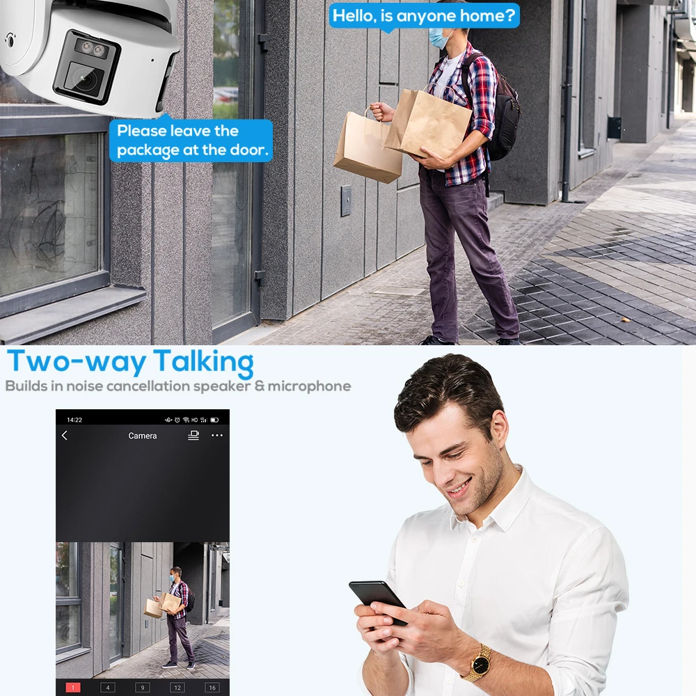 Vikylin Hikvision 8MP 파노라마 컬러Vu 터렛 IP 카메라 DS-2CD2387G2P-LSU SL OEM, 4K 더블 렌즈 컬러 나이트 듀얼 웨이 토크