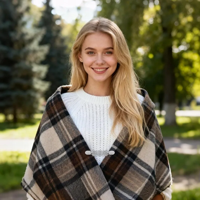 Retro European-American Shawl Clip | Diamond-Encrusted Alloy Scarf Buckle, Anti-Slip Brooch Collar Pin for Women's Accessories