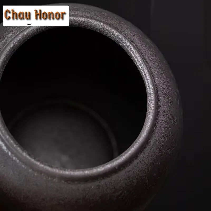 Japanese Gilding Iron Glaze Small Size Ceramic Pot White Tea Puer Waking Up Tea Jar Storage Tea Warehouse Tea Storage Teaware