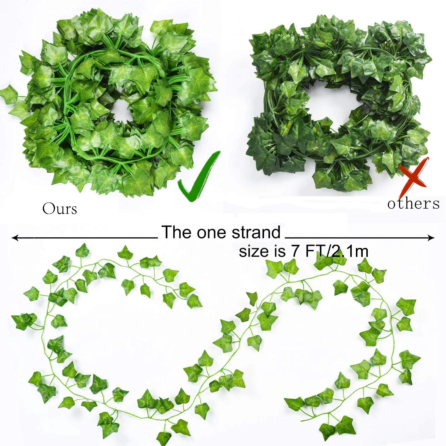 12pcs, 84 Feet Artificial Ivy Leaves Garland for Weddings, Parties, and Home Decor - Realistic Greenery Hanging Plant Vine with view 6