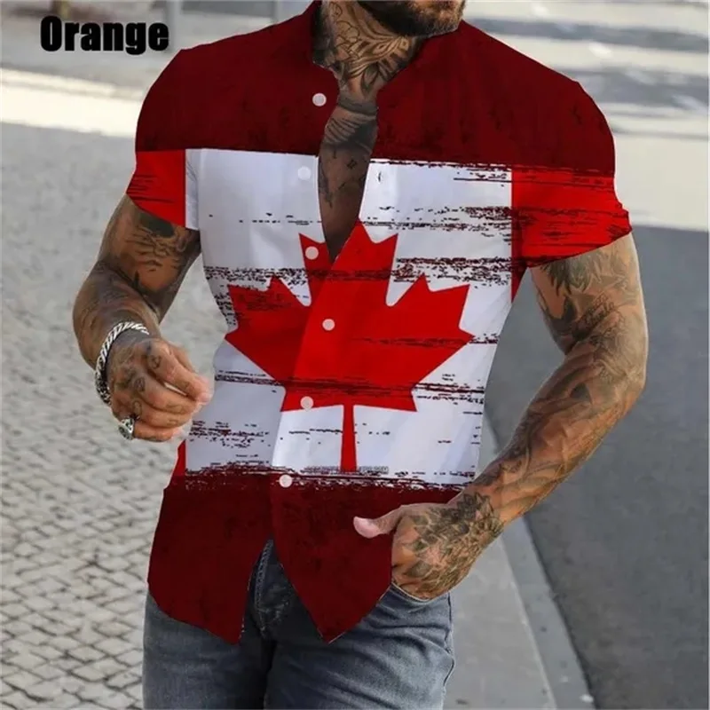 thumbnail image 1 of Nueva camisa hawaiana con estampado completo "I Love Canada" de verano para hombre, camisa informal de manga corta con botones para hombre, camisa de playa de talla grande, 1 of 4