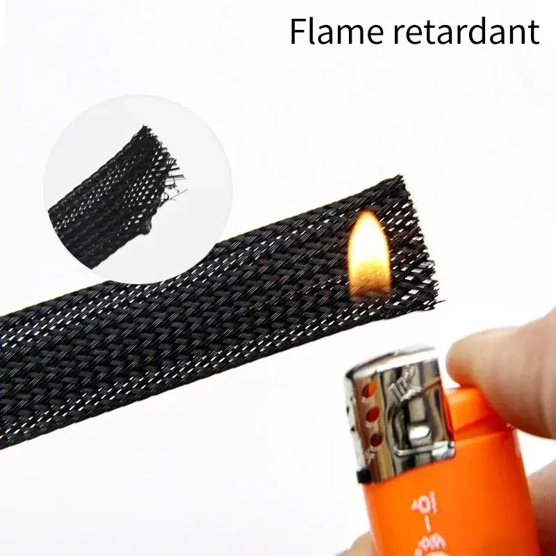1~50m PET Braid Sleeves Black 2/4/6/8/10/12/14/16/20/25/30/35/40/50/60mm High Density Insulated Snake Skin Cable Wrap Sheath - Image 4