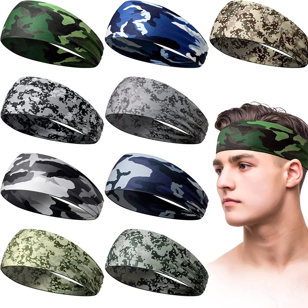

Camouflage Print Sports Headband 1Pcs Outdoor Running Elastic Sweatband Absorb Sweat Men Women Fitness Yoga Wide Hair Bands