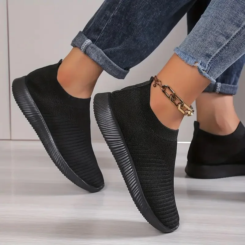 Women’s Solid Color Sneakers Breathable Mesh Woven Outdoor Lightweight Low Top Walking Running Sports Socks Shoes Best Sellers In Shoes