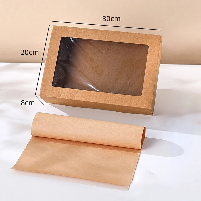 5Pcs Handmade Kraft Paper Gift Boxes With Transparent Window and Lid, Ideal for Sandwic... - SKU KPGB1112 - UGI Packaging