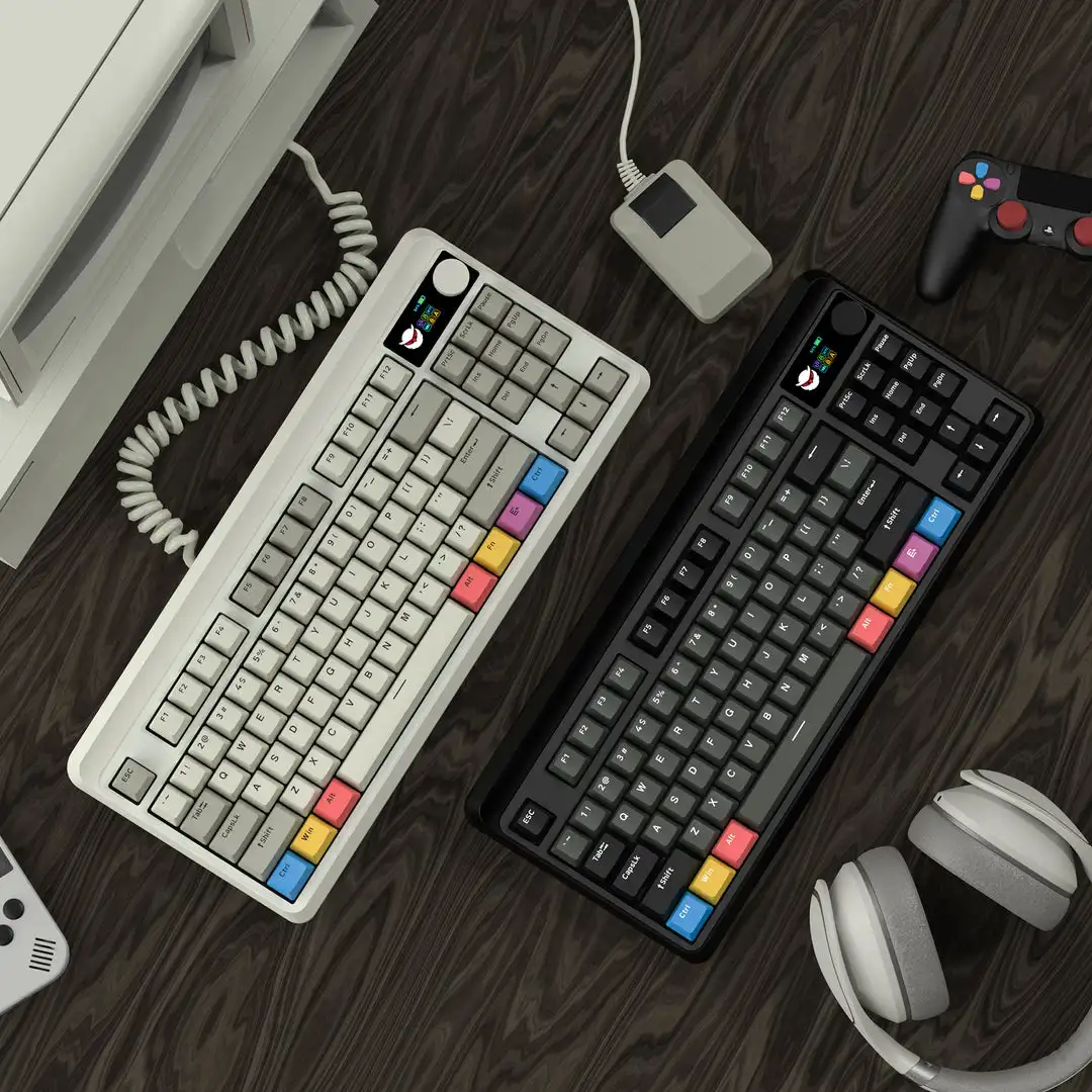 

womier Tri-Mode Wireless Mechanical Keyboard Hot-Swap Gamer Keyboard Shadow Themed OLED Display&Knob Wireless Gaming Keyboards