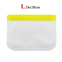 Reusable Leakproof Silicone Food Storage Bags - BPA - Free Ziplock (Yellow L)