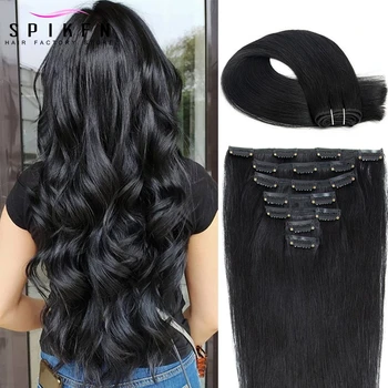 Natural Black Clip In Hair Extensions Human Hair 14-24 inche Brazilian Straight Natural Clip In Remy Hair 7pcs/set For Full Head