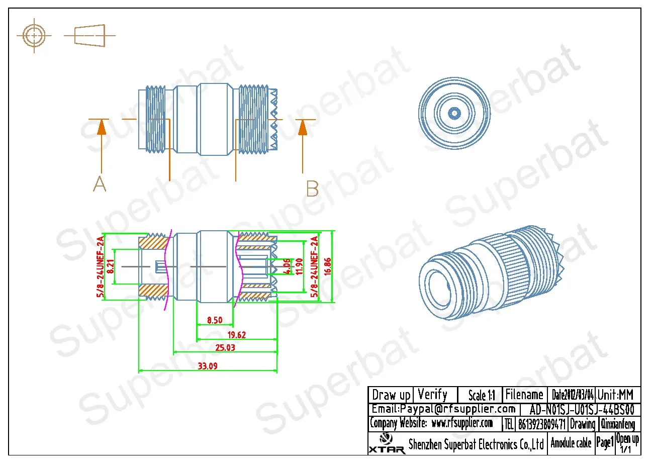 N UHF Adapter N Jack to UHF Female Straight RF Coaxial Connector Cable