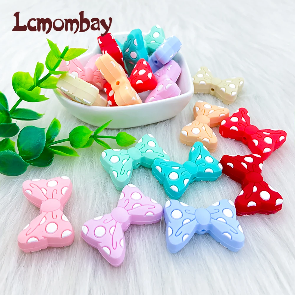 Baby Silicone Beads 10pcs New Bow Tie Beads BowKnot Teether Baby Toy DIY Pacifier Chain Necklace Accessories teething toys silicone teething toys baby teething toys silicone beads silicone teether silicone teething beads