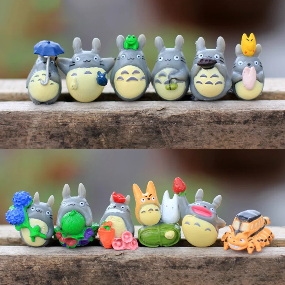 Anime Totoro Mini Statue Figures - Cute Room Ornaments and Collectibles (1-12pcs Set)