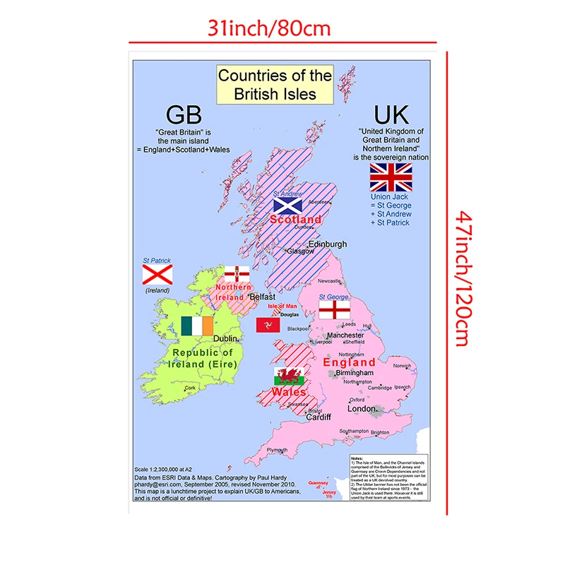Non-woven Fabric 100x70cm Vertical Version Spray British Map In English Artistic Background Wall Chart Home Decor Room Supplies