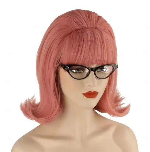HAIRJOY ??ռ Ӹ ũ updo  70s ɾ Pelucas 60s  Ƽ  ҷ ǻ    wtih Bang