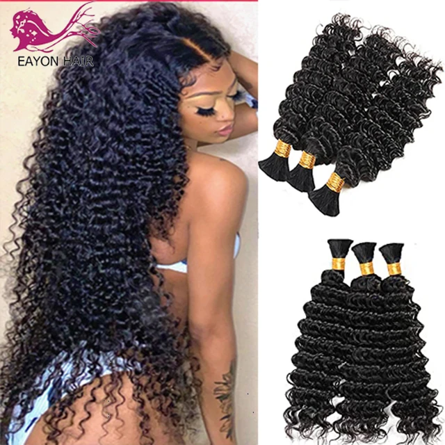 Micro Braiding Hair Deep Wave Malaysian Braids Human Hair Bulk No Weft  100g/Pcs