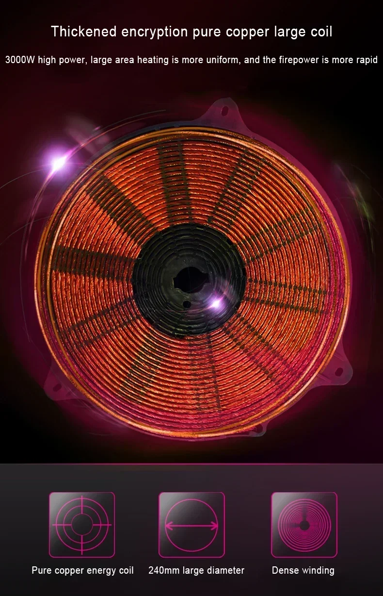 Description Picture 4 of itemCommercial embedded mini hot pot induction cooker embedded 800W round touch wire control Diameter 19.5CM