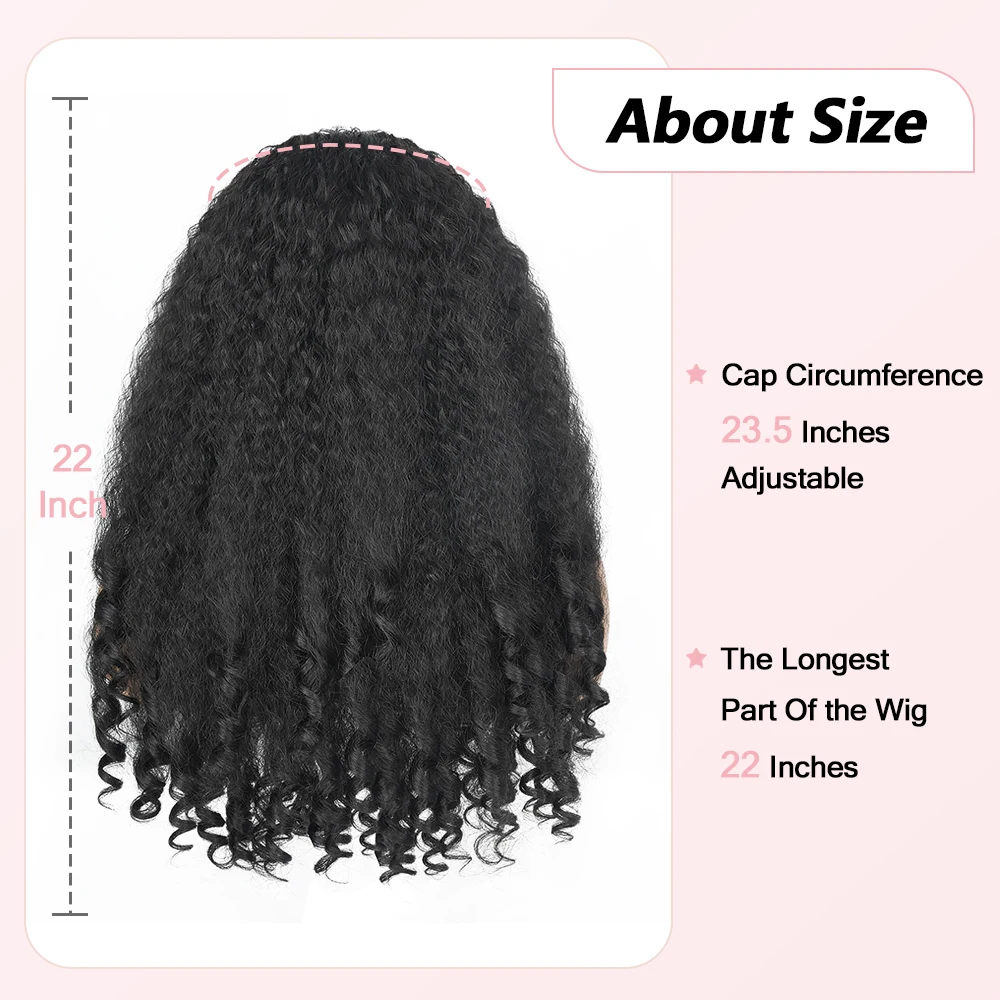 13X6 Kinky Straight Lace Front Wig Dark Brown Fluffy Kinky Straight with Bouncy Curly Ends Lace Frontal Hair Wigs for Black Wome 4