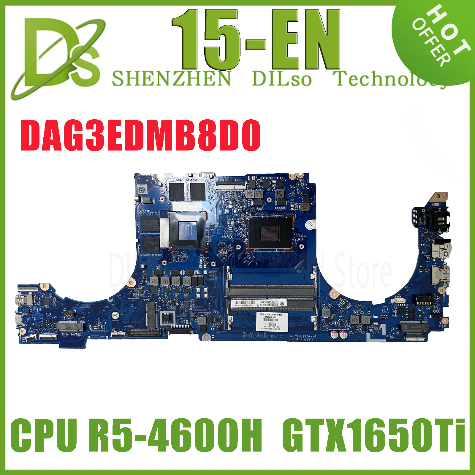 Scheda Madre Kefu M09412-001M09412-601 Per Scheda Madre Per Laptop Hp Omen 15-En 15Z-En Muslimyzen 5-4600H Gtx1650Ti-V4Gb Ddr4