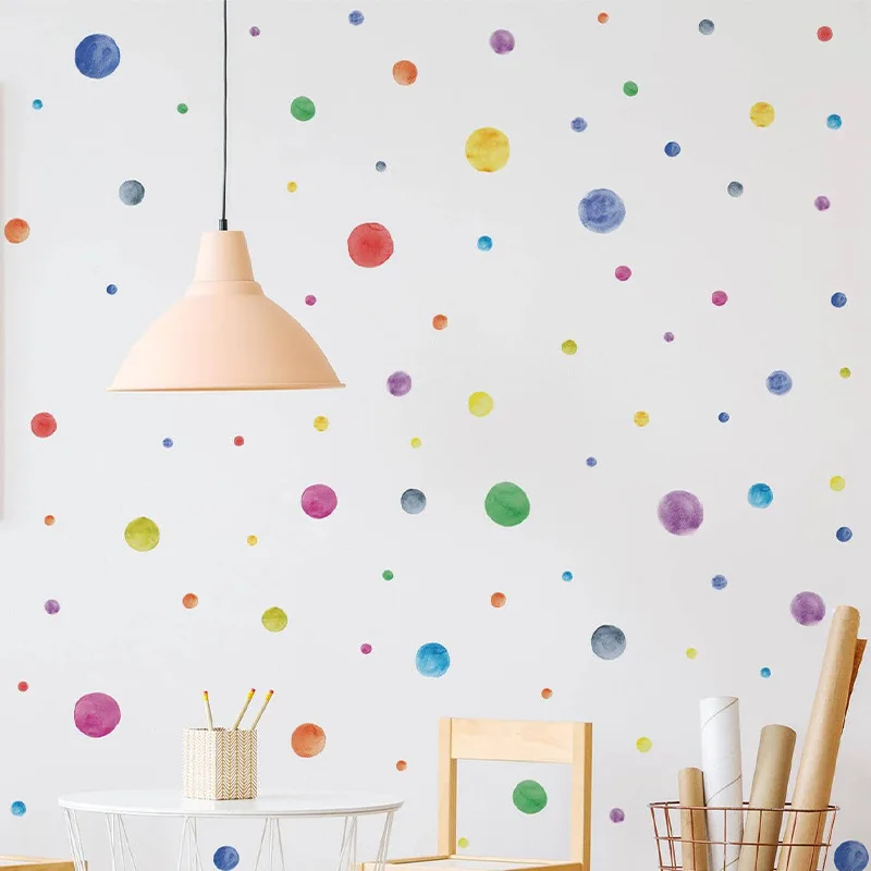 Colorful dot stickers kid's room kindergarten DIY decoration self adhesive wall decal - 2